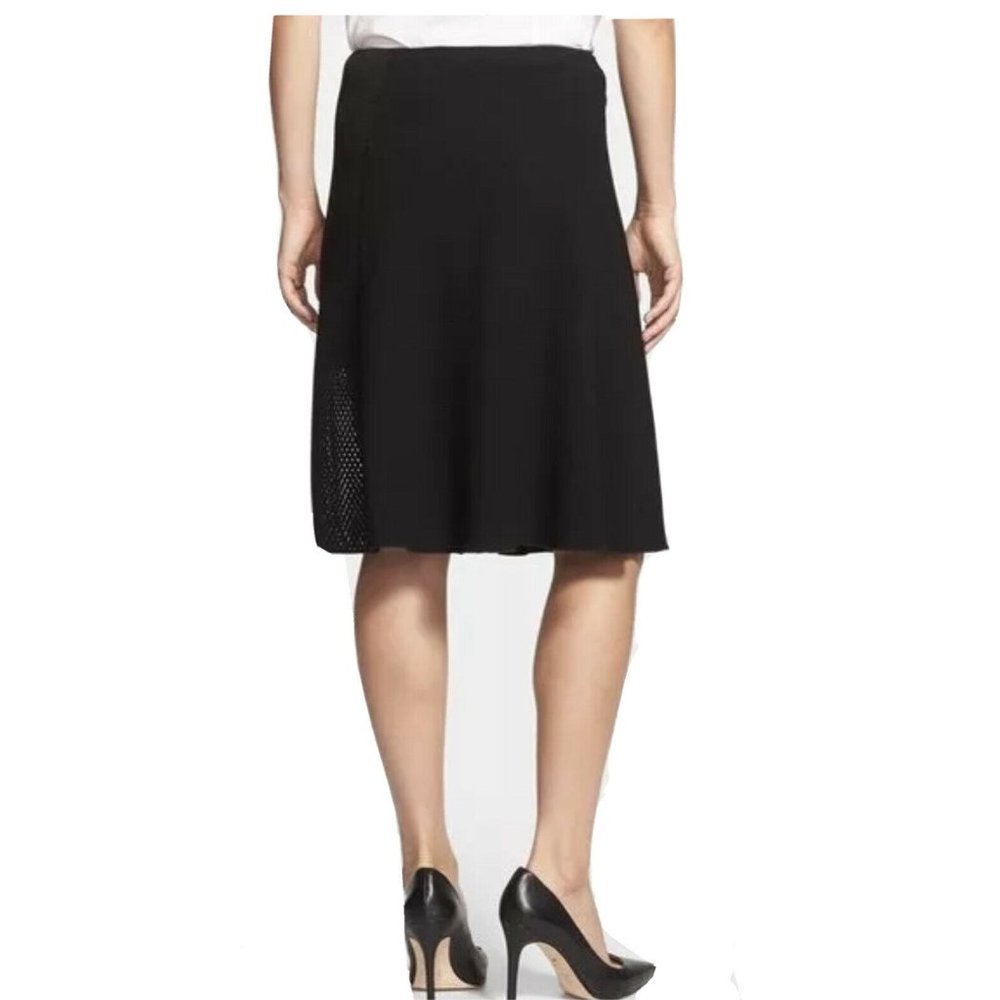 Elie Tahari Linda MIDI Skirt Black Mesh Detail size 14 New Without Tags